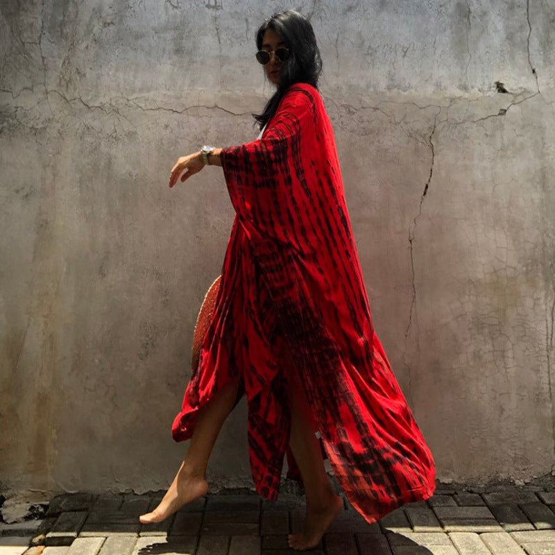 Crimson & Feather Petal Boho Kimono