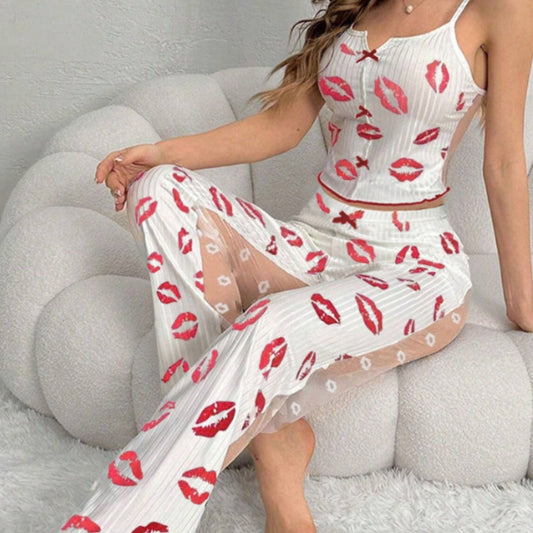 Printed Color Contrast Patchwork Pajamas