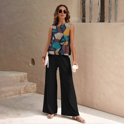 Geometric Vest Pants Suit