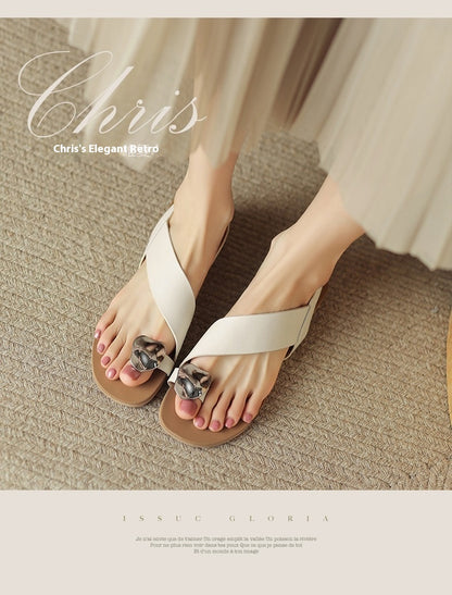 French Sandals Toe Covering Flat