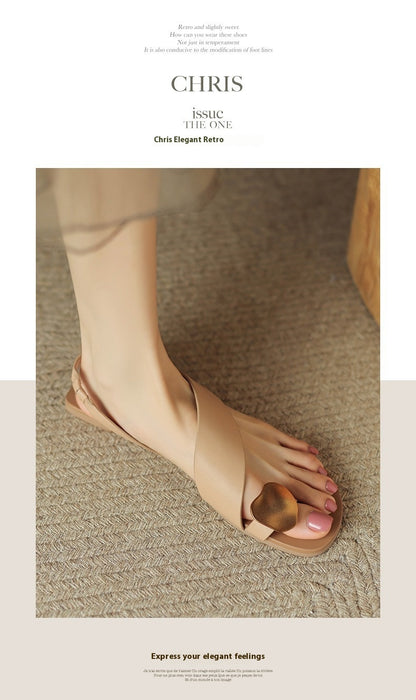 French Sandals Toe Covering Flat