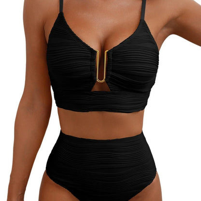 Bikini V-neck Hollow Swimsuit High Waist