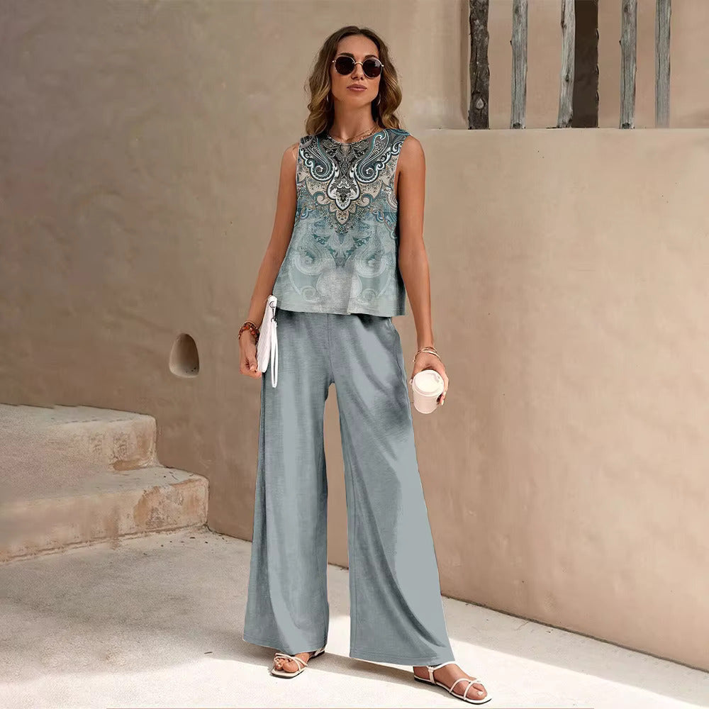 Geometric Vest Pants Suit