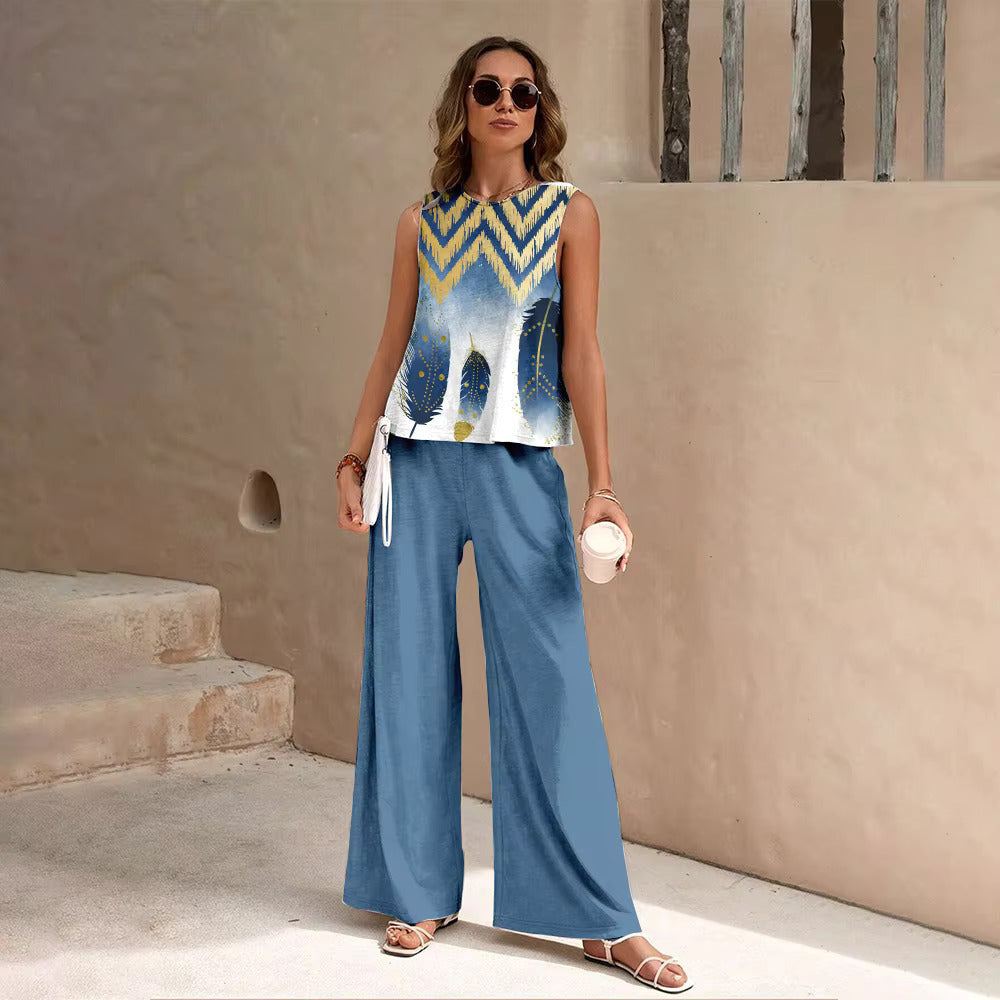 Geometric Vest Pants Suit