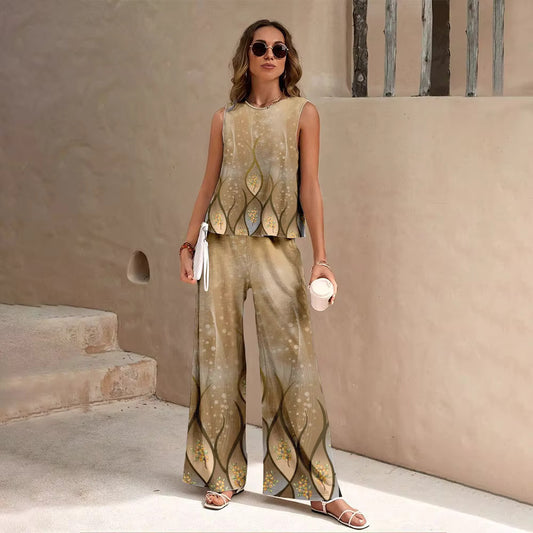 Geometric Vest Pants Suit