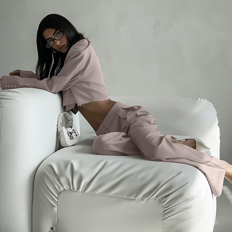 Khaki Tailored Suit Set