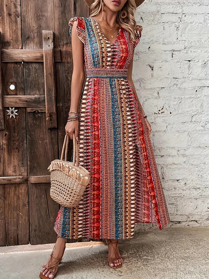 Bohemian Style Printed Long Dress