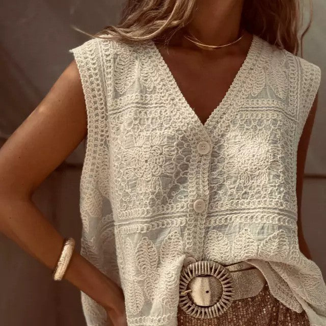 Embroidered Buckle Cardigan